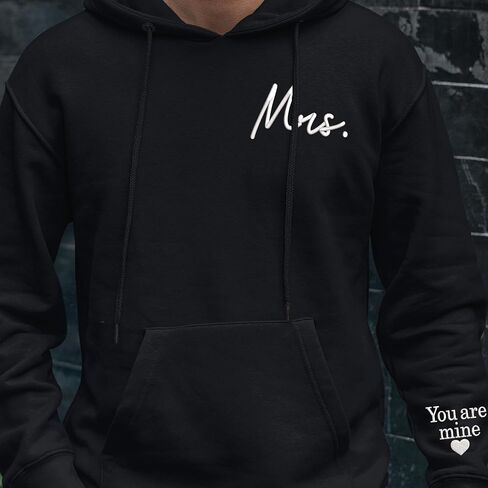 Embroidered Matching Couple Hoodies Mrs and Mr, Mr Mrs Hoodies for Women Christmas Valentine Day in Kuwait