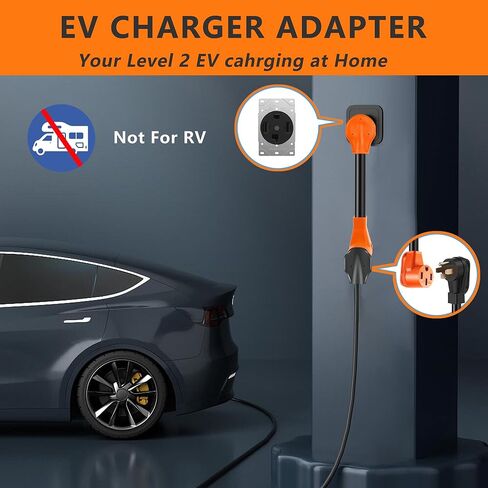 سلك محول شاحن NEMA 14-30P إلى 14-50R EV، مجفف 30 أمبير إلى 50 أمبير EV لشحن مستوى تيسلا 2، محول تحويل شحن EV، 1 قدم in Kuwait