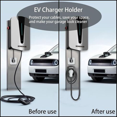 EV Charger Holder, Wall Mount Charging Cable Holder, Electric Vehicle Charger Cable Holder, Electric Car Charger Cord Holder for J1772 Connector, Black in Saudi Arabia