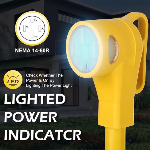 محول شاحن NEMA 10-30P إلى 14-50R EV، قابس مجفف 30 أمبير إلى 50 أمبير 14-50 منفذ مع مؤشر طاقة LED لشحن Tesla وغيرها من EV المستوى 2، 8 AWG / 12 بوصة، مدرج في قائمة UL in Kuwait
