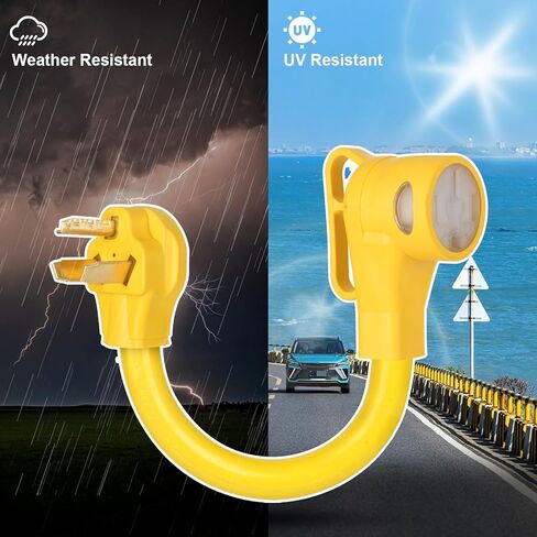 محول شاحن NEMA 10-30P إلى 14-50R EV، قابس مجفف 30 أمبير إلى 50 أمبير 14-50 منفذ مع مؤشر طاقة LED لشحن Tesla وغيرها من EV المستوى 2، 8 AWG / 12 بوصة، مدرج في قائمة UL in Kuwait