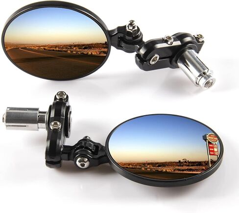 مرآة دراجة نارية سينجارو، دراجة نارية عالمية مع مرآة نهاية جذع المقود مقاس 7/8 بوصة، زاوية قابلة للدوران وقابلة للتعديل، ملحقات خارجية للدراجات النارية - مستديرة in Kuwait