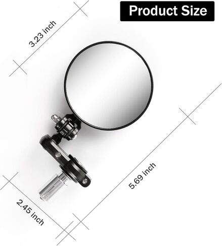 مرآة دراجة نارية سينجارو، دراجة نارية عالمية مع مرآة نهاية جذع المقود مقاس 7/8 بوصة، زاوية قابلة للدوران وقابلة للتعديل، ملحقات خارجية للدراجات النارية - مستديرة in Kuwait