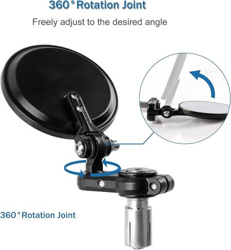 مرآة دراجة نارية سينجارو، دراجة نارية عالمية مع مرآة نهاية جذع المقود مقاس 7/8 بوصة، زاوية قابلة للدوران وقابلة للتعديل، ملحقات خارجية للدراجات النارية - مستديرة in Kuwait