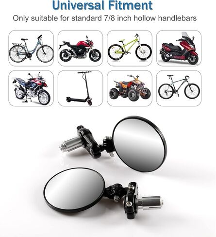 مرآة دراجة نارية سينجارو، دراجة نارية عالمية مع مرآة نهاية جذع المقود مقاس 7/8 بوصة، زاوية قابلة للدوران وقابلة للتعديل، ملحقات خارجية للدراجات النارية - مستديرة in Kuwait
