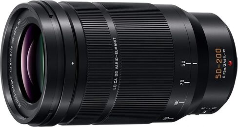 عدسة كاميرا باناسونيك لوميكس الاحترافية مقاس 50-200 مم، G Leica DG Vario-ELMARIT، F2.8-4.0 ASPH، Dual IS. 2.0 مع Power O.I.S، Micro Four Thirds بدون مرآة، H-ES50200 (أسود) (متجدد) in Kuwait