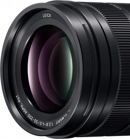 عدسة كاميرا باناسونيك لوميكس الاحترافية مقاس 50-200 مم، G Leica DG Vario-ELMARIT، F2.8-4.0 ASPH، Dual IS. 2.0 مع Power O.I.S، Micro Four Thirds بدون مرآة، H-ES50200 (أسود) (متجدد) in Kuwait