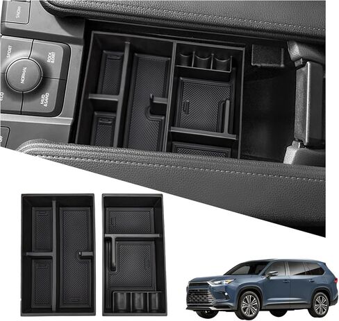 علبة تنظيم وحدة التحكم المركزية من Carwiner مكونة من قطعتين لملحقات Grand Highlander 2023-2024، صينية تنظيم تخزين مسند الذراع لسيارة Toyota Grand Highlander 2024، صندوق تخزين مسند الذراع الداخلي in Kuwait