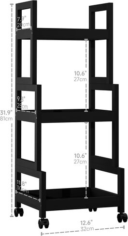 3-Tier Utility Rolling Cart, Mobile Storage Organizer with Lockable Caster Wheels, Small Kitchen Removable Trolley with Bamboo Shelf, White in Saudi Arabia