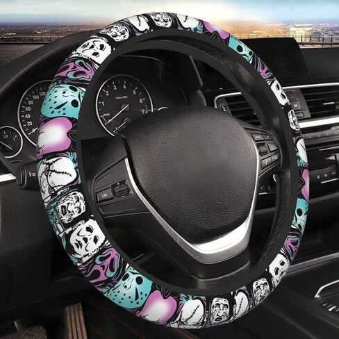 Halloween Horror Movie Ghost Face Steering Wheel Cover, 15 Inch Universal Thickened Anti-Slip Steering Wheel Protector, Anime Car Interior Decor Accessories (Ghost Face 1, One Size) in Saudi Arabia
