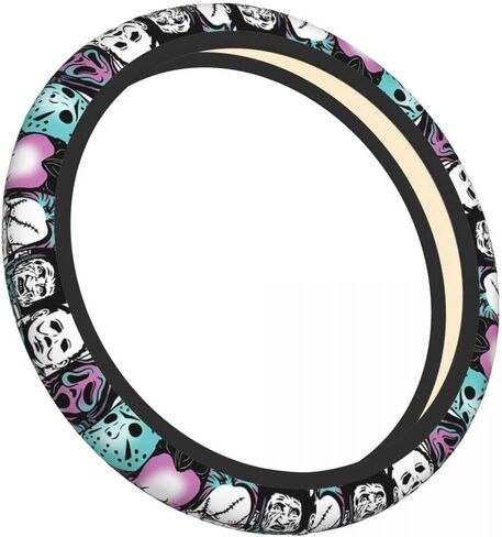 Halloween Horror Movie Ghost Face Steering Wheel Cover, 15 Inch Universal Thickened Anti-Slip Steering Wheel Protector, Anime Car Interior Decor Accessories (Ghost Face 1, One Size) in Saudi Arabia