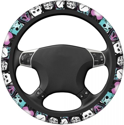 Halloween Horror Movie Ghost Face Steering Wheel Cover, 15 Inch Universal Thickened Anti-Slip Steering Wheel Protector, Anime Car Interior Decor Accessories (Ghost Face 1, One Size) in Saudi Arabia