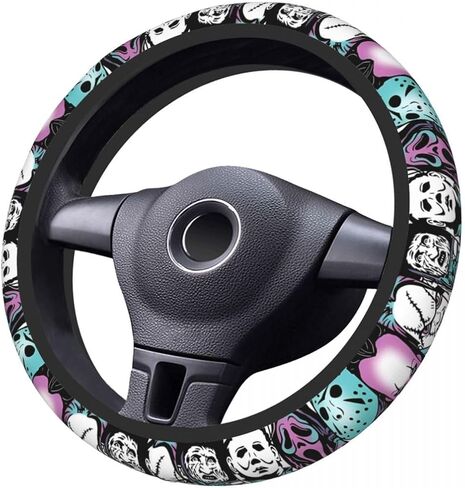 Halloween Horror Movie Ghost Face Steering Wheel Cover, 15 Inch Universal Thickened Anti-Slip Steering Wheel Protector, Anime Car Interior Decor Accessories (Ghost Face 1, One Size) in Saudi Arabia