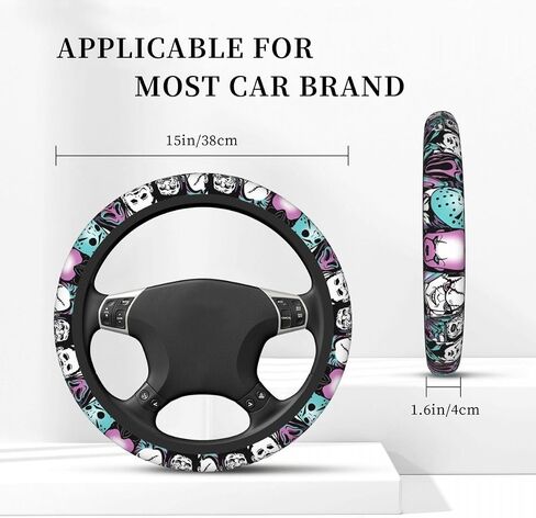 Halloween Horror Movie Ghost Face Steering Wheel Cover, 15 Inch Universal Thickened Anti-Slip Steering Wheel Protector, Anime Car Interior Decor Accessories (Ghost Face 1, One Size) in Saudi Arabia