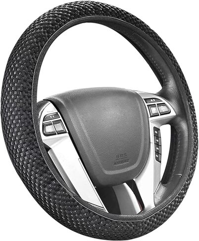 غطاء عجلة القيادة المطاطي من Andalus Brands، ملحقات السيارة للنساء والرجال - أغطية لهوندا، فورد، تويوتا، نيسان، والمزيد - مقاس عالمي 15 بوصة، بوليستر من الألياف الدقيقة المسامية (أسود) in Kuwait
