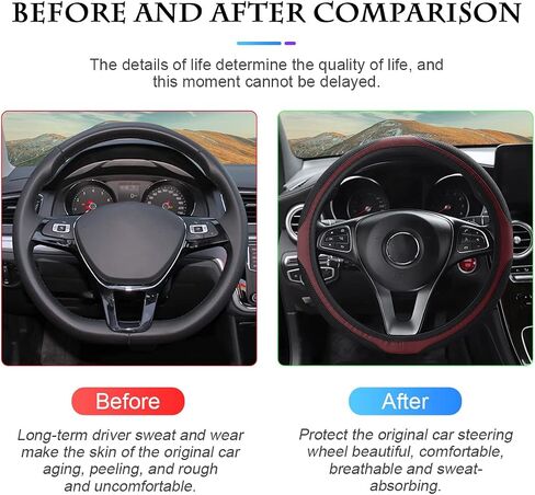 Fekey&JF Car Steering Wheel Cover, Elastic Stretch Anti-Slip Breathable Warm in Winter Cool in Summer, Car Interior Protection Accessories for Women Men, Universal 15 inch for Most Cars (Wine Red) in Saudi Arabia