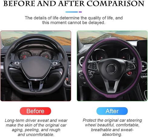Fekey&JF Car Steering Wheel Cover, Elastic Stretch Anti-Slip Breathable Warm in Winter Cool in Summer, Car Interior Protection Accessories for Women Men, Universal 15 inch for Most Cars (Wine Red) in Saudi Arabia