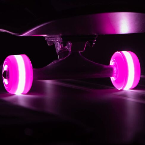 54mm LED Light-Up Street Wheels (2-Pack) with ABEC-7 Carbon Steel Bearings for Glow-in-The-Dark, All Ages & Skill Levels Skating Fun with No Batteries Required (Pink) in Kuwait