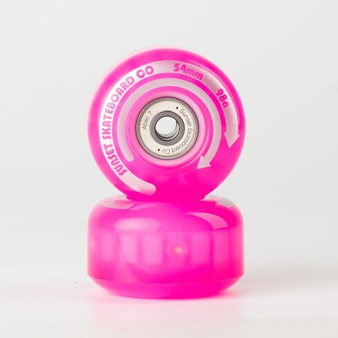 54mm LED Light-Up Street Wheels (2-Pack) with ABEC-7 Carbon Steel Bearings for Glow-in-The-Dark, All Ages & Skill Levels Skating Fun with No Batteries Required (Pink) in Kuwait