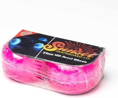 54mm LED Light-Up Street Wheels (2-Pack) with ABEC-7 Carbon Steel Bearings for Glow-in-The-Dark, All Ages & Skill Levels Skating Fun with No Batteries Required (Pink) in Kuwait
