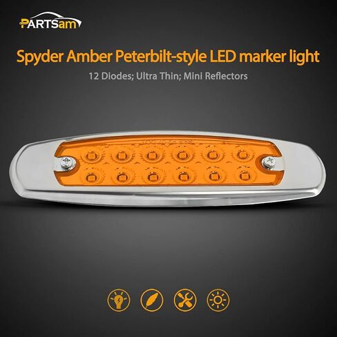 Partsam 20 قطعة 6.2 بوصة كهرمان LED أضواء جانبية للعلامات الجانبية 12 صمام ثنائي أضواء المصد الأمامي للمقطورة الثقيلة شاحنة ATV SUV Coach أضواء LED سطح جبل مقاوم للماء 12 فولت تيار مستمر in Kuwait