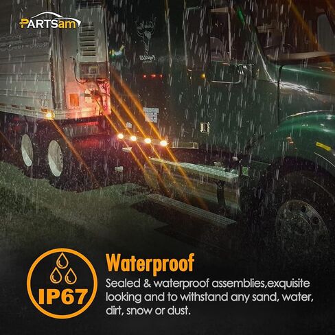Partsam 20 قطعة 6.2 بوصة كهرمان LED أضواء جانبية للعلامات الجانبية 12 صمام ثنائي أضواء المصد الأمامي للمقطورة الثقيلة شاحنة ATV SUV Coach أضواء LED سطح جبل مقاوم للماء 12 فولت تيار مستمر in Kuwait