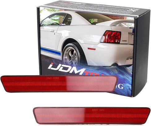 iJDMTOY OE-Spec Red Lens Rear Bumper Side Marker Assemblies Compatible With 1999-2004 Ford Mustang w/Optional LED Light in Saudi Arabia
