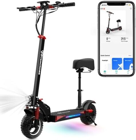 EVERCROSS H5 Electric Scooter, Electric Scooter for Adults with 800W Motor, Up to 28MPH & 25 Miles-10'' Solid Tires, E-Scooter with Seat & Dual Braking in Kuwait