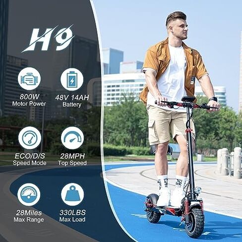 EVERCROSS H5 Electric Scooter, Electric Scooter for Adults with 800W Motor, Up to 28MPH & 25 Miles-10'' Solid Tires, E-Scooter with Seat & Dual Braking in Kuwait