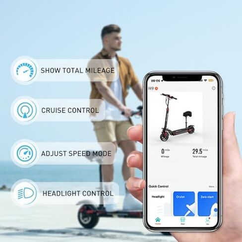 EVERCROSS H5 Electric Scooter, Electric Scooter for Adults with 800W Motor, Up to 28MPH & 25 Miles-10'' Solid Tires, E-Scooter with Seat & Dual Braking in Kuwait