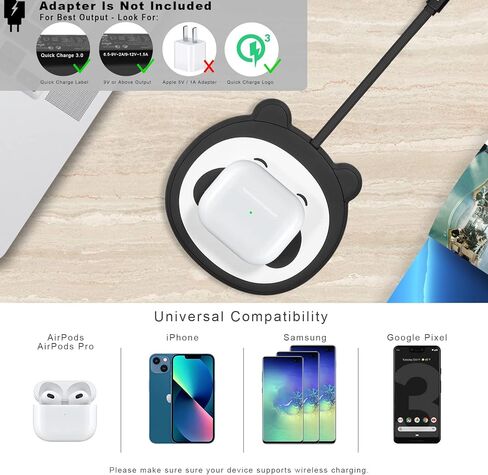 شاحن لاسلكي، لوحة شحن لاسلكية سريعة 10 وات، شاحن هاتف محمول، وسادة شاحن مكتب لطيفة، لوحة شحن باندا كرتونية، شاحن Airpod لاسلكي Galaxy S20/S10/S9/S8 20 Ultra (M1) in Kuwait