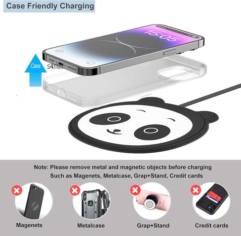 شاحن لاسلكي، لوحة شحن لاسلكية سريعة 10 وات، شاحن هاتف محمول، وسادة شاحن مكتب لطيفة، لوحة شحن باندا كرتونية، شاحن Airpod لاسلكي Galaxy S20/S10/S9/S8 20 Ultra (M1) in Kuwait
