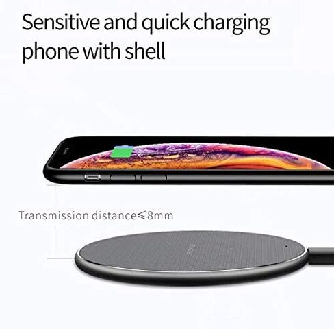 Qi 10W Fast Wireless Charger Desk with LED Indicator for Doogee S95 Pro S88 Ulefone Armor 567 Blackview BV9600 BV9500 BV9800 BV9900, Black in Saudi Arabia