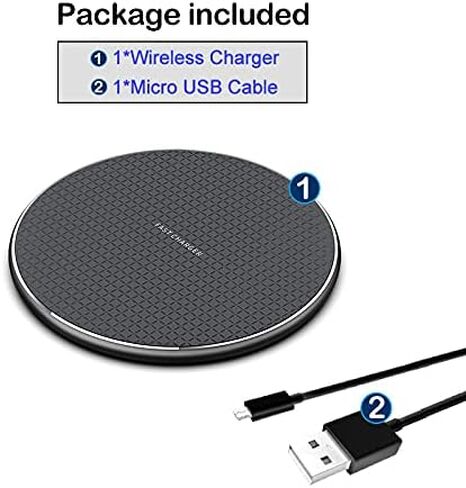 Qi 10W Fast Wireless Charger Desk with LED Indicator for Doogee S95 Pro S88 Ulefone Armor 567 Blackview BV9600 BV9500 BV9800 BV9900, Black in Saudi Arabia