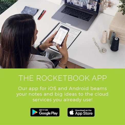 دفتر Rocketbook الذكي القابل لإعادة الاستخدام، مخطط باندا بحجم تنفيذي مع صفحات يومية وأسبوعية وشهرية، أزرق منتصف الليل، (6 بوصة × 8.8 بوصة) in Saudi Arabia