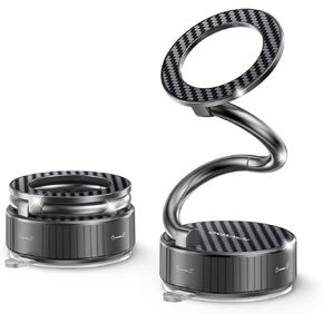 Car Phone Holder for Magsafe, Vacuum Magnetic Phone Holder Stand with Suction Cup - Ultra Long Metal arm & 360° Adjustable Car Phone Mount for All Smartphones, All Car Models (Carbon Fiber)