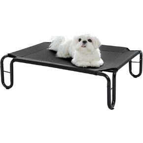 Elevated Outdoor Dog Bed - Raised Dog Bed for Large Dogs, Waterproof Dog Cot Bed Easy to Assemble, Cooling Elevated Dog Bed with Breathable Teslin Mesh, Durable, Non Slip, Up to 65 lbs,Grey
