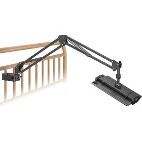 Tablet Stand for Round Tube Headboard, Pipe Clamp Tablet Holder with 360 Degree Rotation Adjustable Arm, Universal Phone Mount for Hand-Free Need, Compatible with 5.7~10 Inch iPad, Kindle, Phone
