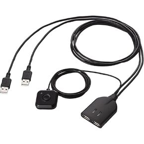 Elecom KM-A22BBK KVM Switch for Keyboard and Mouse with Hand Switch, Black