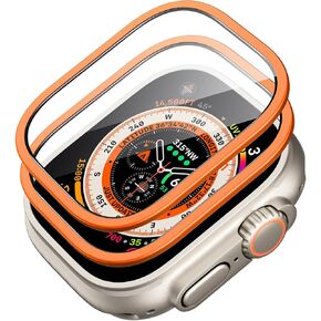 حامي شاشة ESR Armorite لـ Apple Watch Ultra 2/Ultra 49mm ، حماية من الدرجة العسكرية ، فيلم زجاجي مقسى مع إطار من ألومنيوم ، حافظ على أصلي ، مضاد للخلع ، عبوة 2 ، أسود