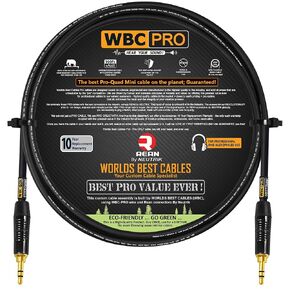 3 Foot - WBC-PRO-Quad-MINI Ultra-Silent Ultra-Flexible Balanced Mini-Star-Quad Auxiliary Cable with Neutrik-Rean 3.5mm Gold Mini TRS Plugs
