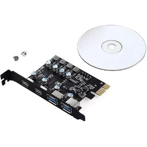 PCIE Card USB3.0 PCIE Card USB 3.2 GEN1 5Gbps Expansion Card 2*USB-A 2*USB-C PCI Express Extension Card Universal