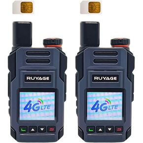 2-Pack Ruyage Walkie Talkies with Sim Cards - Handheld PoC Two Way Radios Unlimited Range - Rechargeable PTT Push to Talk Over Cellular Radio Long Range (X60)