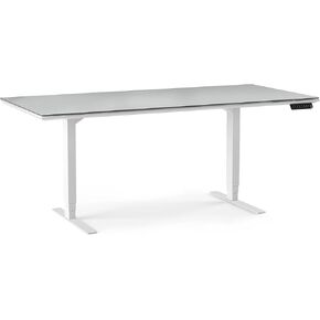 BDI Furniture Centro 6452-2-66 '' × 30 "مكتب الوقوف للمنزل أو المكتب ، والارتفاع الكهربائي قابل للتعديل مع الإعداد المسبق للذاكرة ، وإدارة الكابلات ، وأعلى زجاج محفور الساتان ، ساتان أبيض