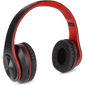 Acouto Headset with Strong Bass, Foldable Headphone for Gaming, Travel & Music, Comfortable Design in with Red (Black Red)