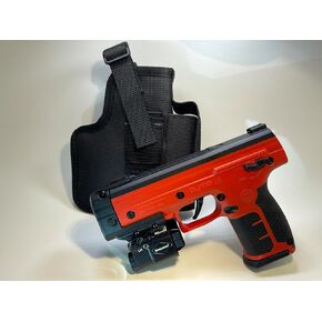 Holster Compatible to fit The Byrna Model LE with an Optional Laser/Light Added Also has an Extra Magazine Pocket to Hold The Extra Mag.