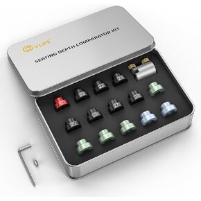 CVLIFE Headspace and Seating Depth Comparator Kit with 14 Inserts and 6 Bushings, Headspace Gauge Kit Designed for Precise Measurement, Headspace Comparator Kit with Tin Box, Anti-Scratch Aluminum