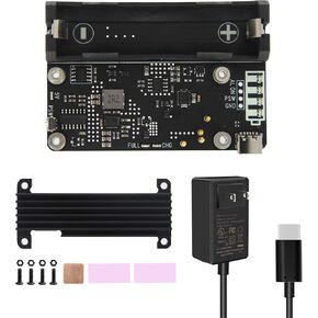 Geekworm X306 V1.3 UPS Expansion Board + C296 Heatsink + 20W 5V 4A USB C Power Adapter for Raspberry Pi Zero 2W (Not Include Raspberry Pi&Battery)