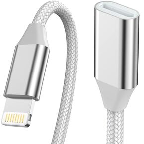 3.3 قدم كبل امتداد شحن iPhone ، محول كبلات موسع Lightning Extender من النايلون لـ iPhone 14 Pro 13 Pro Max 12 11 X XR 8 7 6 ذكر إلى تمديد الإناث مقطع فيديو ، بيانات ، صوت ، OTG