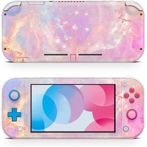 ZOOMHITSKINS Switch Lite Accessories, Compatible for Switch Lite Skin, Pastel Pale Pink Star Diamond Gold Galaxy Purple Rose, 3M Vinyl, Durable & Fit, Easy to Install, Made in The USA